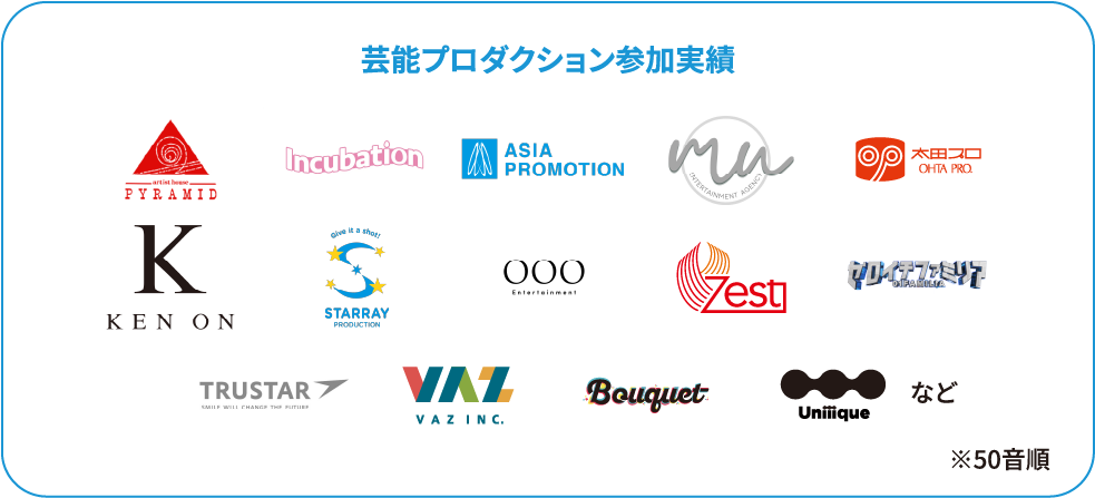 独自開発したシステムにより、芸能プロダクション所属までを完全サポート！